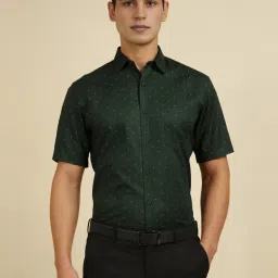 Allen Solly Green Cotton Slim Fit Printed Shirt image 1
