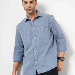 celio celio* Blue Slim Fit Cotton Shirt image 1