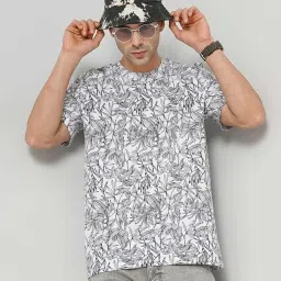 celio celio* White Regular Fit Printed Cotton Crew T-Shirt image 1