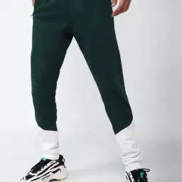 Reebok Green Cotton Regular Fit Colour Block Trackpants-image-28