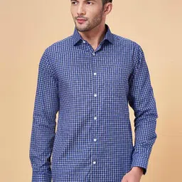 Peregrine by Pantaloons Blue Cotton Slim Fit Checks Shirt-picture-19