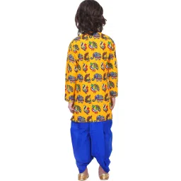BownBee Kids Yellow & Blue Printed  Kurta with Dhoti image 2