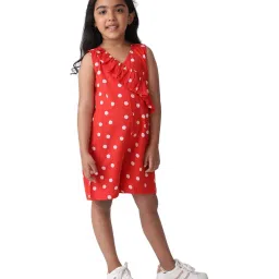 Fabindia Kids Red & White Cotton Printed Jumpsuit image 3