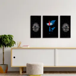 eCraftIndia Set of 3 Lord Shiva Satin Matt Textured UV Art Painting image 3