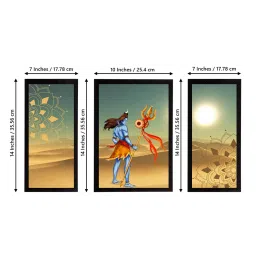 eCraftIndia Set of 3 Lord Shiva Satin Matt Textured UV Art Painting image 4