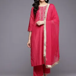 Varanga Women Ethnic Motifs Yoke Design Thread Work Kurta with Trousers & Dupatta-picture-28