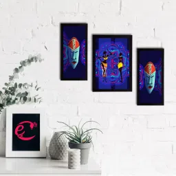 eCraftIndia Set of 3 Tribal Theme Satin Matt Textured UV Art Painting image 1