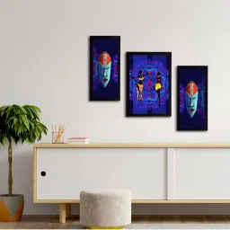 eCraftIndia Set of 3 Tribal Theme Satin Matt Textured UV Art Painting image 3