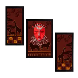 eCraftIndia Set of 3 Tribal Theme Satin Matt Textured UV Art Painting image 2