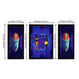 eCraftIndia Set of 3 Tribal Theme Satin Matt Textured UV Art Painting image 4