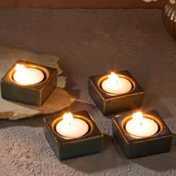 Fabindia Green Ahilya Ceramic Tlite Holder (Set of 4)-picture-46