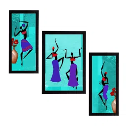 eCraftIndia Set of 3 Tribal Theme Satin Matt Textured UV Art Painting image 2