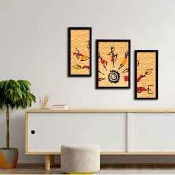 eCraftIndia Set of 3 Tribal Theme Satin Matt Textured UV Art Painting image 3