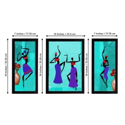 eCraftIndia Set of 3 Tribal Theme Satin Matt Textured UV Art Painting image 4