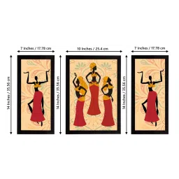 eCraftIndia Set of 3 Tribal Theme Satin Matt Textured UV Art Painting image 4