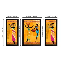 eCraftIndia Set of 3 Tribal Theme Satin Matt Textured UV Art Painting image 4