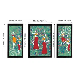 eCraftIndia Set of 3 Tribal Theme Satin Matt Textured UV Art Painting image 4