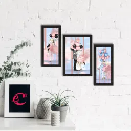 eCraftIndia Set of 3 Romantic Couple Satin Matt Texture UV Art Painting image 1