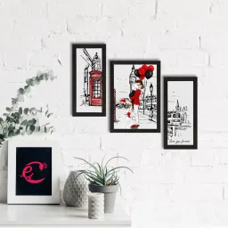 eCraftIndia Set of 3 Kissing Couple Satin Matt Texture UV Art Painting image 1