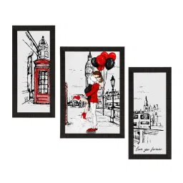 eCraftIndia Set of 3 Kissing Couple Satin Matt Texture UV Art Painting image 2