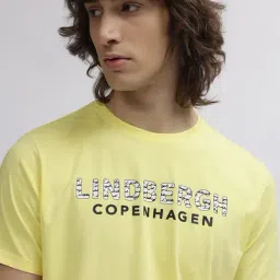 Lindbergh Yellow Cotton Regular Fit Printed T-Shirt image 5