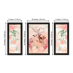 eCraftIndia Set of 3 Loving Deer Couple Satin Matt Texture UV Art Painting image 4