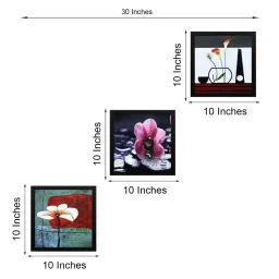 eCraftIndia Set Of 3 Decorative Floral Satin Matt Texture UV Art Painting image 3