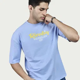 BE POSITIVE Men Typography Printed Round Neck Pure Cotton T-shirt-image-65