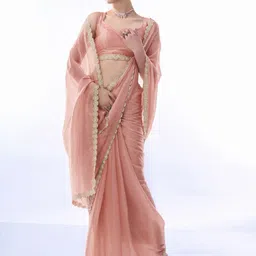 Kalista Embellished Beads and Stones Pure Chiffon Designer Saree image 4