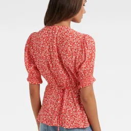 Forever New Dark Pink Floral Print Top image 2