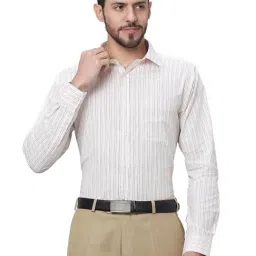 Raymond Red Cotton Slim Fit Striped Shirt-picture-34