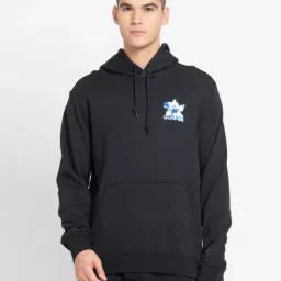 Adidas Originals Black Regular Fit Cloudy Trefoil Cotton Hooded Sweatshirt-image-40