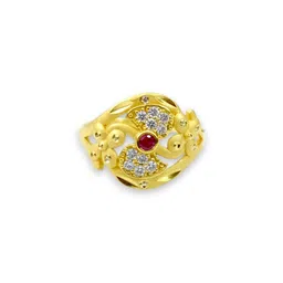 AccessHer Gold Plated American Diamond Studded Skin Friendly Floral Shape Finger Ring image 4