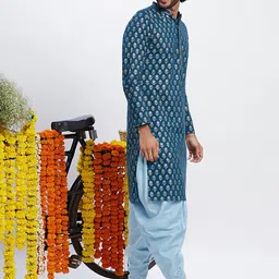 KISAH Floral Printed Regular Pure Cotton Kurta With Dhoti Pants image 5