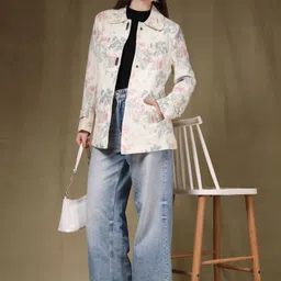 Thirty Threads Plus Size Floral Printed Single-Breasted Long Overcoat image 5