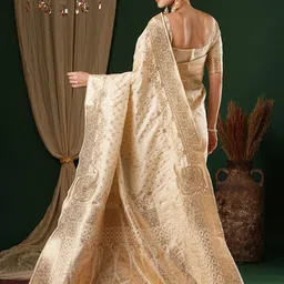 Anouk Ethnic Motifs Zari Satin Banarasi Saree image 2