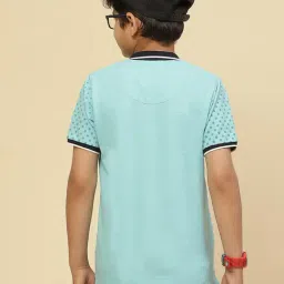 Monte Carlo Kids Aqua Blue Printed Polo T-Shirt image 2