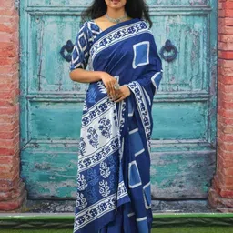 Pinkcity Trade World Blue Pure Cotton Ikat Sarees-picture-20