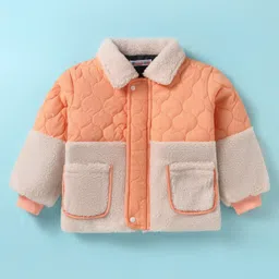Kookie Kids Full Sleeves Winter Jacket with Quilted Design - Light Orange image 1