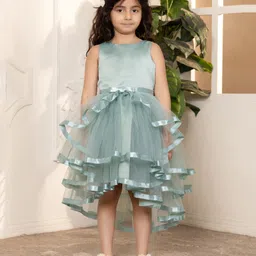 Toy Balloon Kids Sleeveless Lace Detailed High Low Dress - Green-picture-32