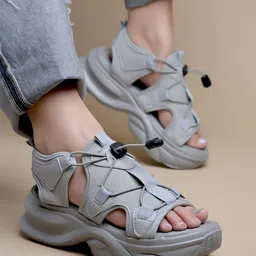 Shoetopia Solid Sandals - Grey-picture-20