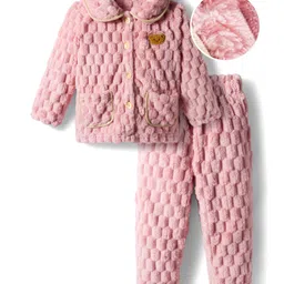 Mark & Mia Full Sleeves Winter Wear Night Suit With Bear Embriodery - Pink-picture-22