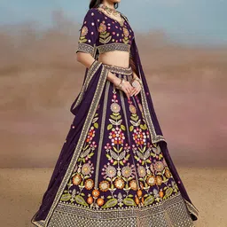 Zeel Clothing Embroidered Sequinned Semi-Stitched Lehenga & Unstitched Blouse With Dupatta image 3