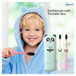 FunBlast Panda Design Toothbrush with Portable Box for Kids  2 Pcs Toothbrush image 2