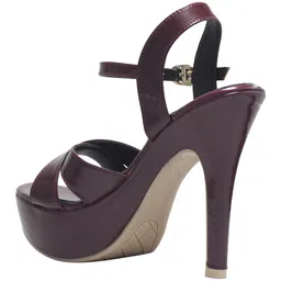 Shoetopia Strap Detailed Buckle Closure Heeled Sandals - Cherry image 3