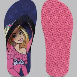 Kidsville Mattel Featuring Barbie Printed Flip Flops - Navy Blue image 4