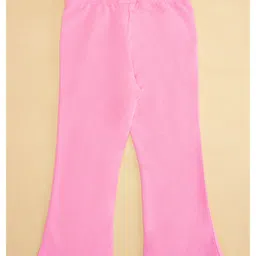 Pantaloons Junior Terry Solid Bell Bottom Pant - Sachet Pink image 5