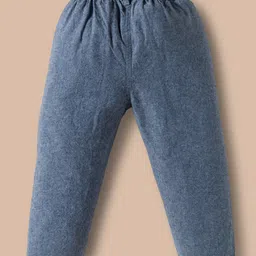 ToffyHouse Cotton Woven Full Sleeves Striped Hooded T-Shirt & Lounge Pant Set With Embroidery Detailing - Light Blue image 5