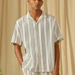 4 TRIPLE O FIVE O BY MUFTI Men Relaxed Fit Textured Cuban Collar Cotton Casual Shirt-picture-28