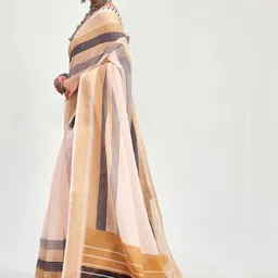 TIRA Striped Linen Blend Handloom Uppada Saree image 4